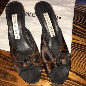 Donald Pliner calf skin mules